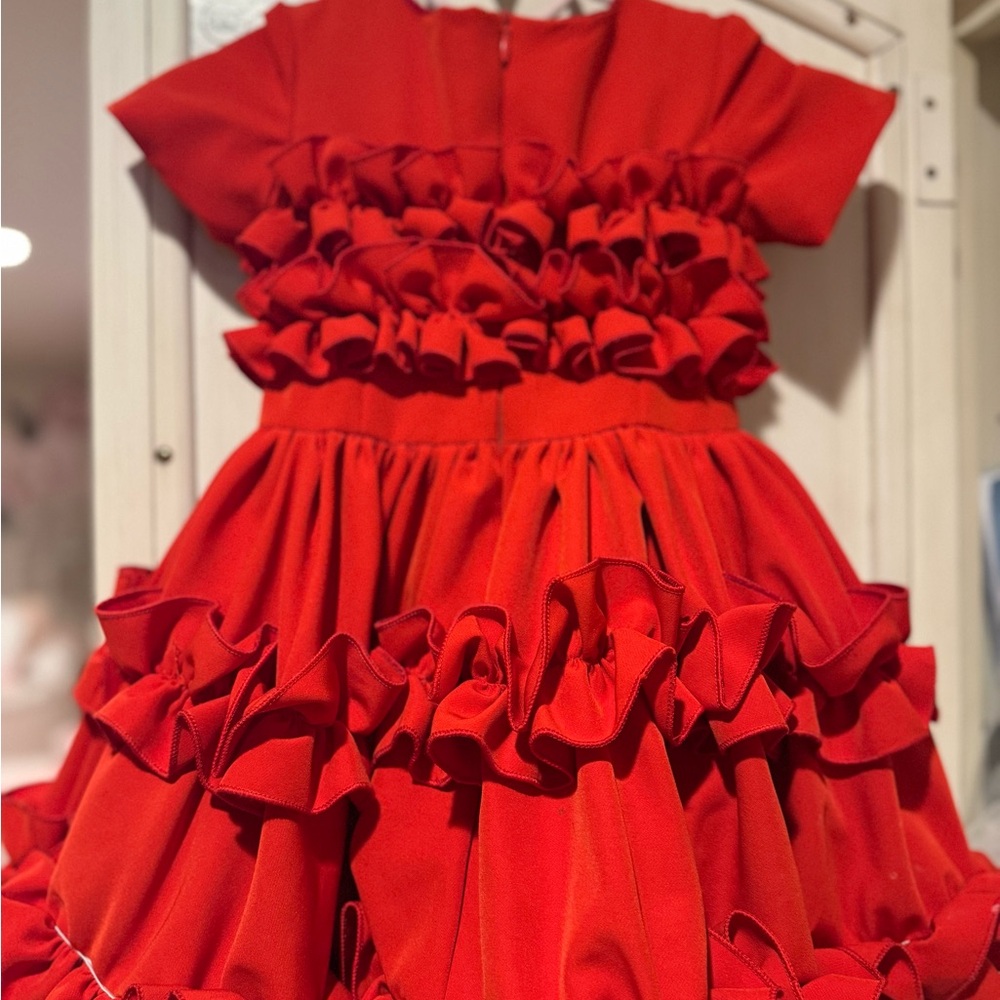 Elegant Red Ruffle Kids Formal Dress